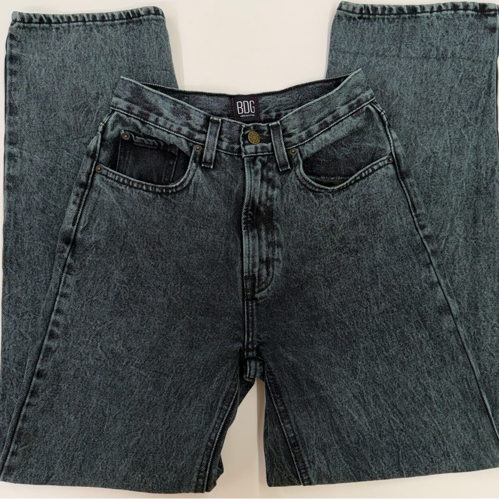 BDG Urban Outfitters High Rise Baggy Jeans Teal Black Acid Wash Size 25